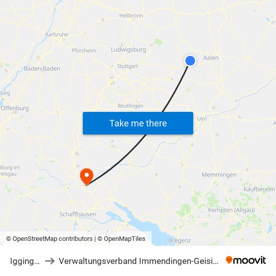 Iggingen to Verwaltungsverband Immendingen-Geisingen map