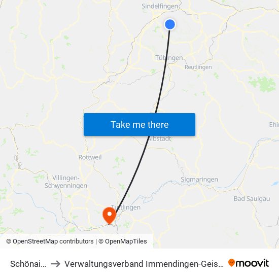 Schönaich to Verwaltungsverband Immendingen-Geisingen map