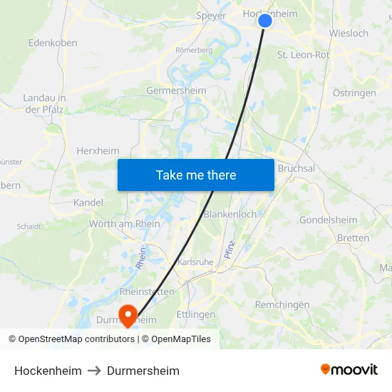 Hockenheim to Durmersheim map