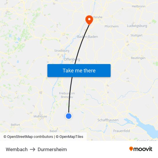 Wembach to Durmersheim map