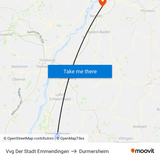 Vvg Der Stadt Emmendingen to Durmersheim map