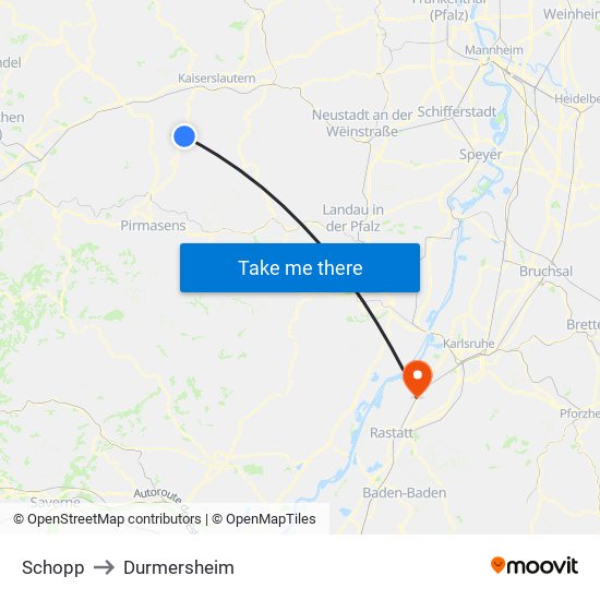 Schopp to Durmersheim map