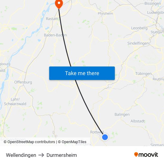 Wellendingen to Durmersheim map