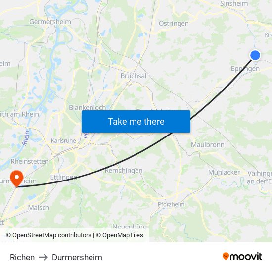 Richen to Durmersheim map