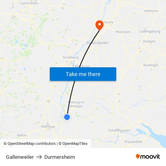 Gallenweiler to Durmersheim map