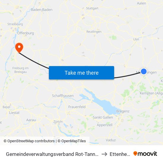 Gemeindeverwaltungsverband Rot-Tannheim to Ettenheim map