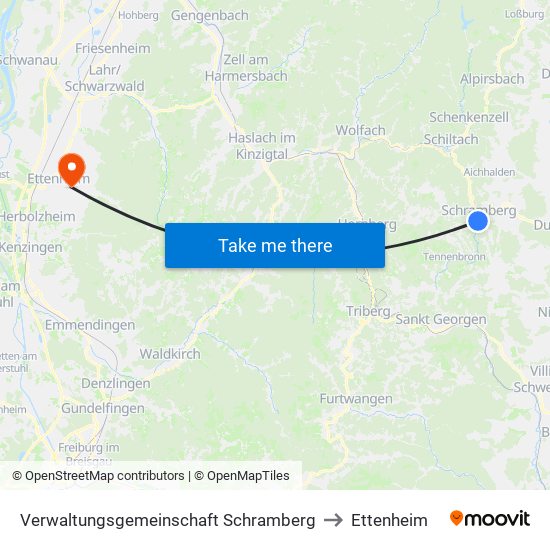 Verwaltungsgemeinschaft Schramberg to Ettenheim map