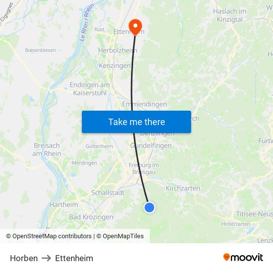 Horben to Ettenheim map
