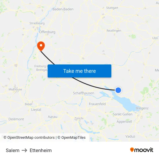 Salem to Ettenheim map