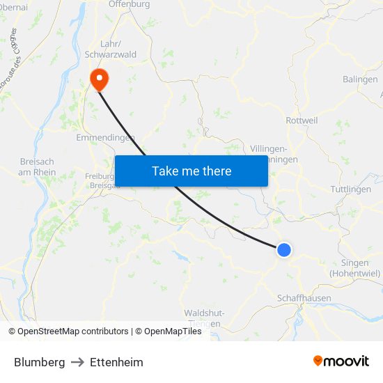 Blumberg to Ettenheim map