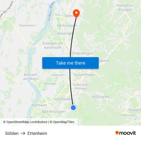 Sölden to Ettenheim map