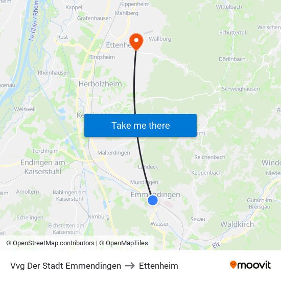 Vvg Der Stadt Emmendingen to Ettenheim map