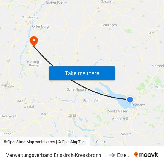 Verwaltungsverband Eriskirch-Kressbronn am Bodensee-Langenargen to Ettenheim map