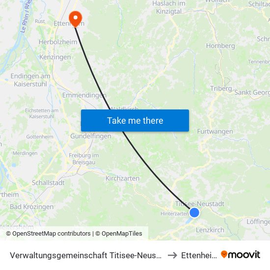 Verwaltungsgemeinschaft Titisee-Neustadt to Ettenheim map