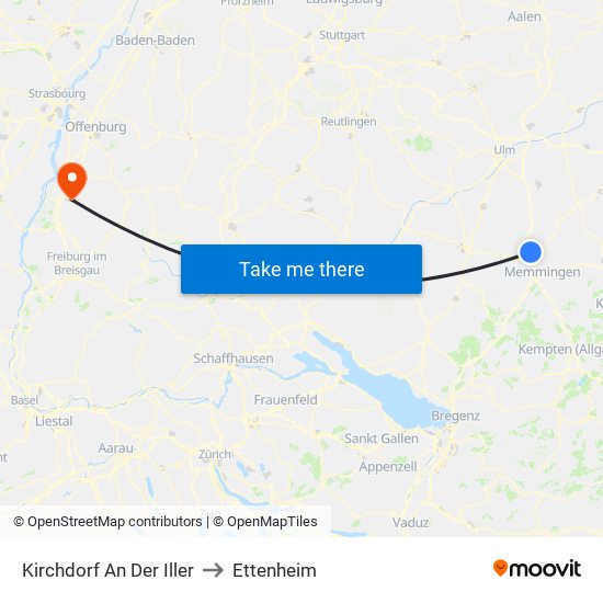 Kirchdorf An Der Iller to Ettenheim map