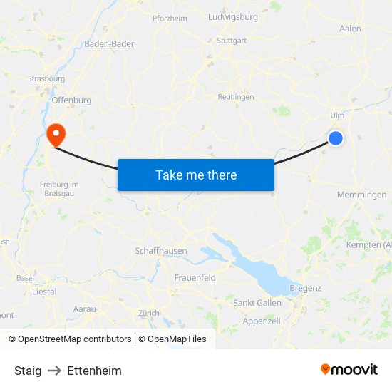 Staig to Ettenheim map