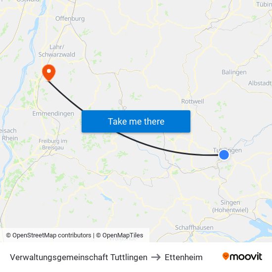 Verwaltungsgemeinschaft Tuttlingen to Ettenheim map