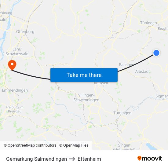 Gemarkung Salmendingen to Ettenheim map