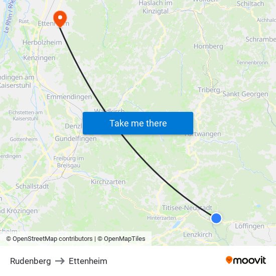 Rudenberg to Ettenheim map