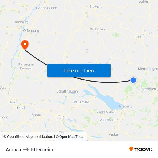 Arnach to Ettenheim map