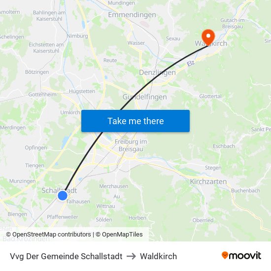 Vvg Der Gemeinde Schallstadt to Waldkirch map
