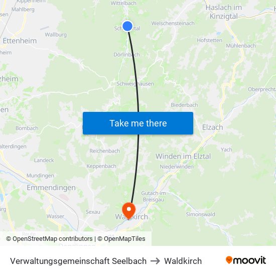 Verwaltungsgemeinschaft Seelbach to Waldkirch map