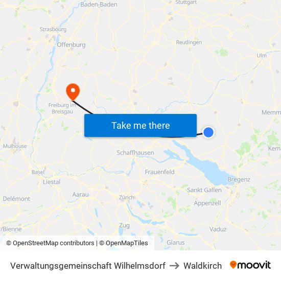 Verwaltungsgemeinschaft Wilhelmsdorf to Waldkirch map