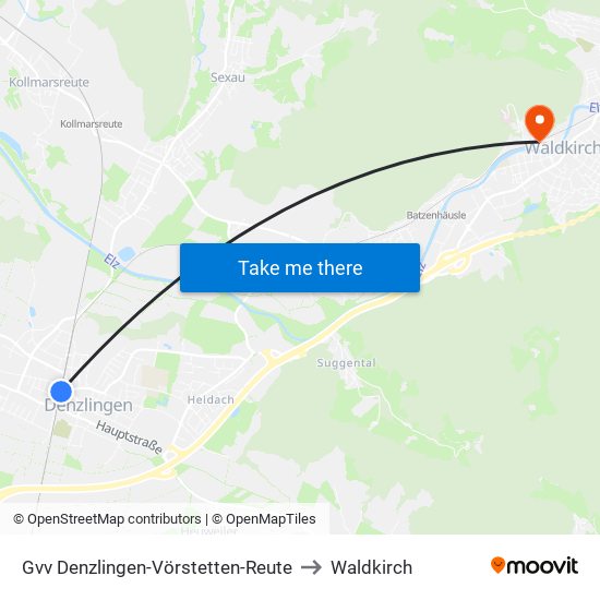 Gvv Denzlingen-Vörstetten-Reute to Waldkirch map