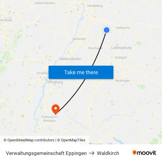 Verwaltungsgemeinschaft Eppingen to Waldkirch map