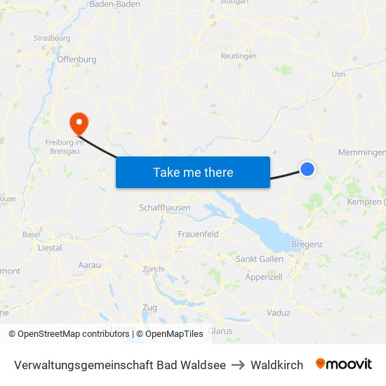 Verwaltungsgemeinschaft Bad Waldsee to Waldkirch map