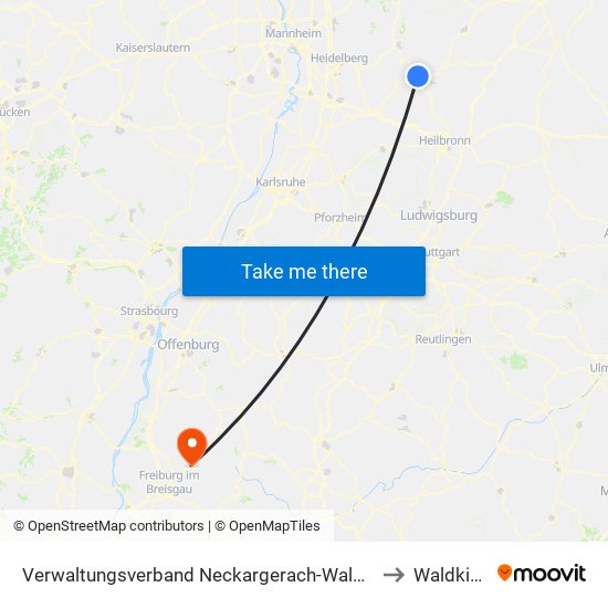 Verwaltungsverband Neckargerach-Waldbrunn to Waldkirch map