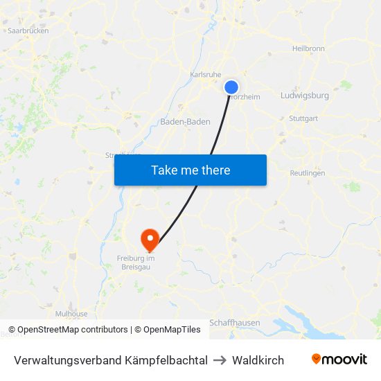 Verwaltungsverband Kämpfelbachtal to Waldkirch map