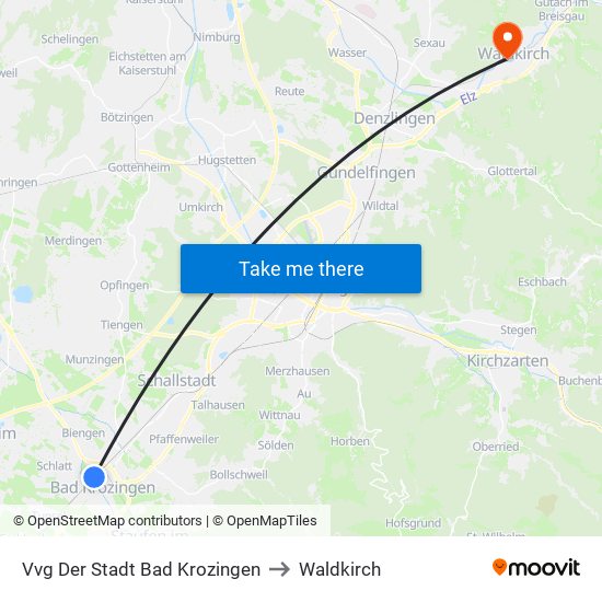 Vvg Der Stadt Bad Krozingen to Waldkirch map