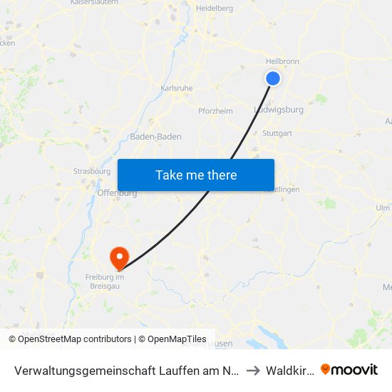 Verwaltungsgemeinschaft Lauffen am Neckar to Waldkirch map