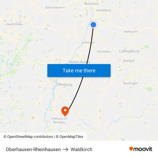 Oberhausen-Rheinhausen to Waldkirch map