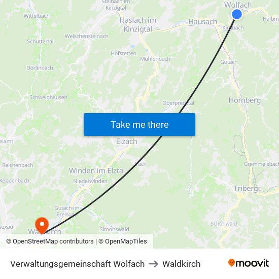 Verwaltungsgemeinschaft Wolfach to Waldkirch map
