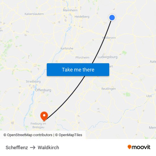 Schefflenz to Waldkirch map