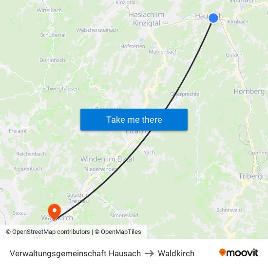 Verwaltungsgemeinschaft Hausach to Waldkirch map