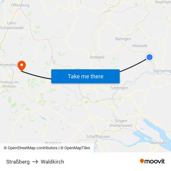 Straßberg to Waldkirch map