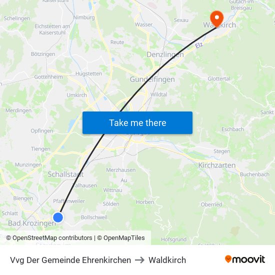 Vvg Der Gemeinde Ehrenkirchen to Waldkirch map