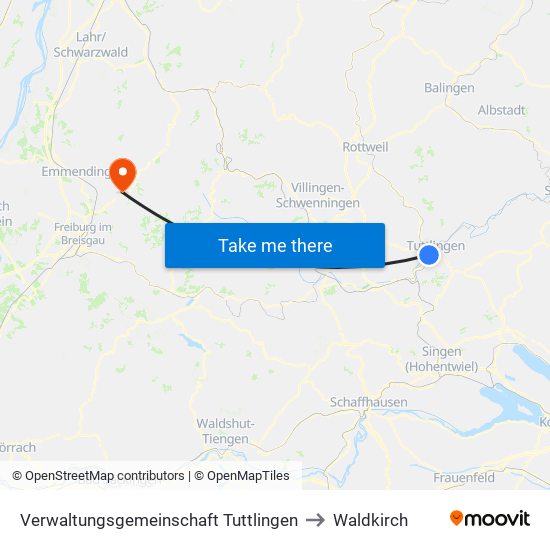Verwaltungsgemeinschaft Tuttlingen to Waldkirch map