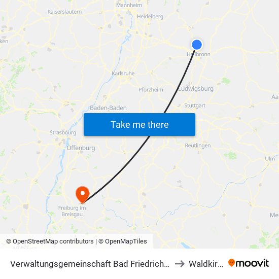 Verwaltungsgemeinschaft Bad Friedrichshall to Waldkirch map