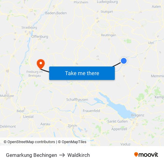 Gemarkung Bechingen to Waldkirch map