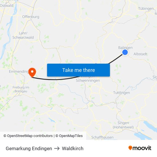 Gemarkung Endingen to Waldkirch map