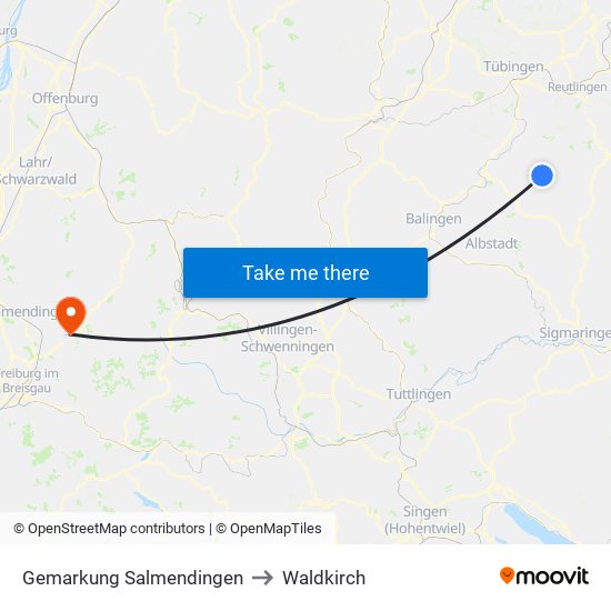 Gemarkung Salmendingen to Waldkirch map