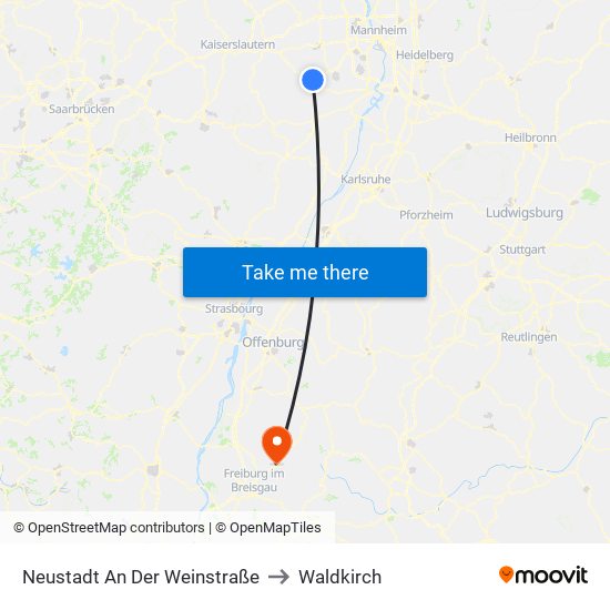 Neustadt An Der Weinstraße to Waldkirch map