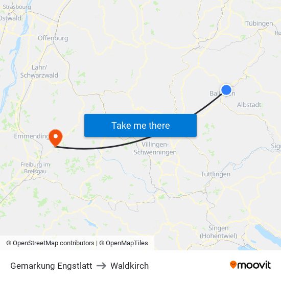 Gemarkung Engstlatt to Waldkirch map