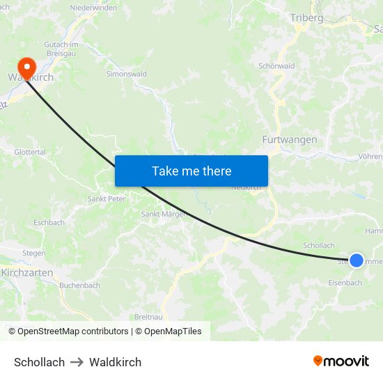 Schollach to Waldkirch map