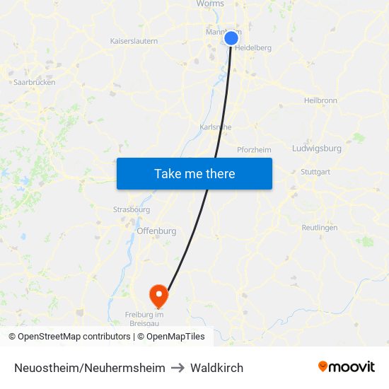 Neuostheim/Neuhermsheim to Waldkirch map