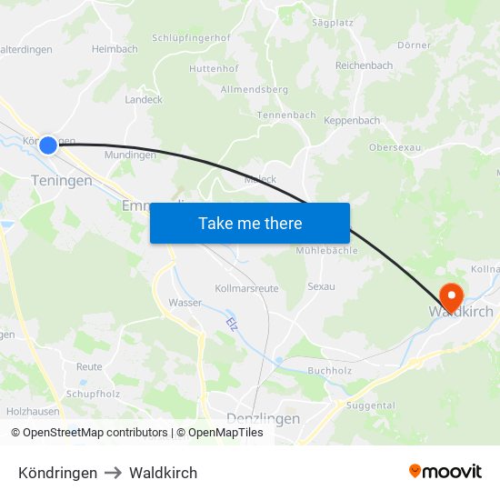 Köndringen to Waldkirch map